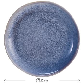 Preview: 4‑piece dinner plate set Ø20 x 2.5 cm made of robust stoneware, blue – plates for main courses & snacks. Perfect for the modern dining table