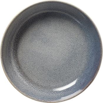 Preview: Set di 4 piatti piani Ø22,5 x 5 cm in robusto gres, colore sabbia/blu – piatti per portate principali & snack. Perfetti per la tavola da pranzo moderna