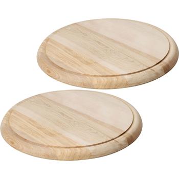 Preview: 2er-Set Edles Schneidebrett rund 25cm - hochwertiges Holz-Frühstücksbrett, Tranchierbrett & Servierteller - Küchenbrett für Feinschmecker