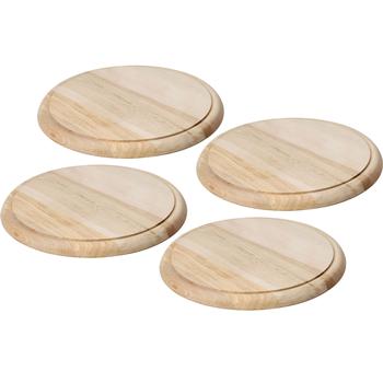Preview: 4er-Set Edles Schneidebrett rund 25cm - hochwertiges Holz-Frühstücksbrett, Tranchierbrett & Servierteller - Küchenbrett für Feinschmecker