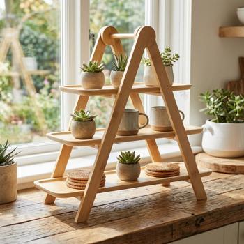 3-tier bamboo stand: Elegant serving board, cake stand & buffet presentation – stable, modern & natural – perfect for pastries, snacks & decor