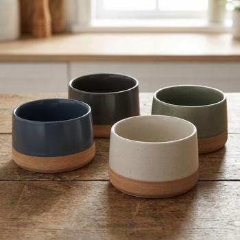 4-piece stoneware bowl set Ø 9.5 cm – stylish bowls for desserts, snacks & dips – decorative, robust & premium quality