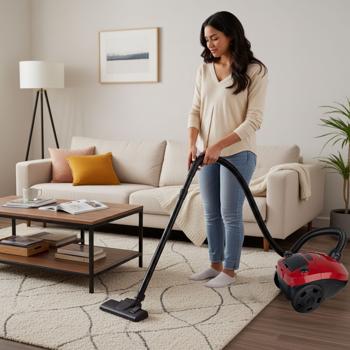 Preview: Compact bagged vacuum cleaner 800W, 17 kPa suction power, incl. reusable dust bag, super light & manoeuvrable for hard floors & carpets, 5 m cable