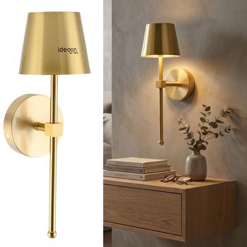 Elegante applique LED senza fili con telecomando: lampada da parete a batteria dimmerabile in oro, ricaricabile via USB con timer e sensore touch