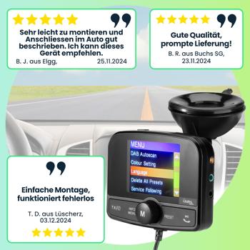 Preview: Einfach DAB+ über FM hören - 4in1 Kfz DAB Radio Empfänger mit Bluetooth 5.0, Freisprechanlage & FM Transmitter - Kristallklarer Digital-Sound im Auto