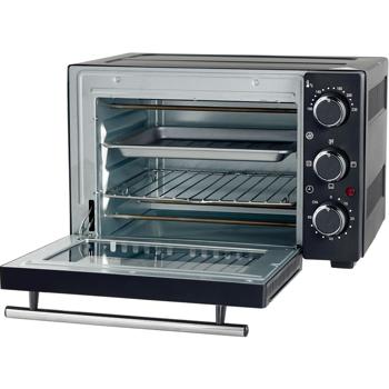 Preview: Mini Oven 15 liters – 1200W: Compact countertop oven with 230°C and 60-minute timer, including baking tray and rack