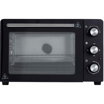 Mini oven 30 liters – 1500W: Compact countertop oven with 230°C and 60-minute timer, including baking tray and rack