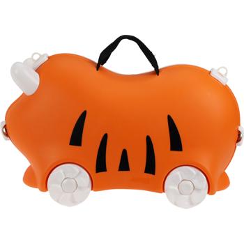 Sturdy kids’ trolley hardshell suitcase, orange – Durable case with seat function for girls & boys, colorful kids’ luggage with wheels