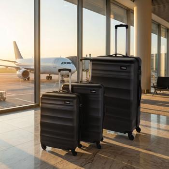 Preview: Edles Hartschalenkoffer Set 3-teilig grau – Ultimativer Reisekomfort mit Teleskopgriff & superleichten 360° Spinner-Rollen, TSA-Schlösser