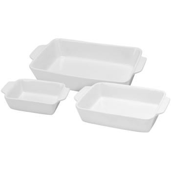 Preview: Set de 3 plats à gratin en grès, rectangulaires et robustes – set de plats allant au four pour lasagnes, gratins, casseroles et plus encore, en 3 tailles