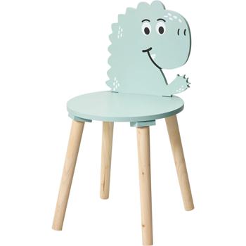 Preview: Set per bambini - tavolino con 2 sedie: robusto set in legno dal design dinosauro unico per gioco e divertimento in cameretta