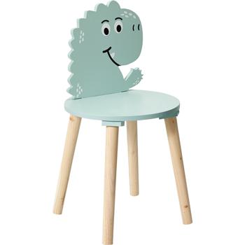 Preview: Set per bambini - tavolino con 2 sedie: robusto set in legno dal design dinosauro unico per gioco e divertimento in cameretta