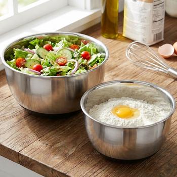 Set professionnel de bols mélangeurs 2 pièces en acier inoxydable – saladier avec fond en silicone antidérapant – bols de cuisine empilables Ø 16,7 cm & 20,5 cm