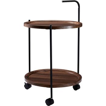 Preview: Tavolino con ruote, 2 ripiani: metallo & MDF, 40x40x67 cm, carrello flessibile come tavolino da salotto, comodino o per spazi esterni