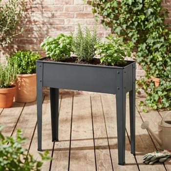Modernes Mini Hochbeet Anthrazit Stahl 75x26,5x75 cm, erhöhter Pflanzkasten Kräutergarten für Balkon & Terrasse, ideal für Gemüse, Kräuter & Blumen
