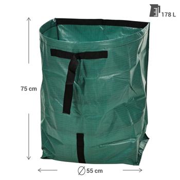 Preview: Extra‑strong garden waste bag 178L – ideal for collecting clippings, leaves and weeds – leaf collector with metal ring for excellent stability