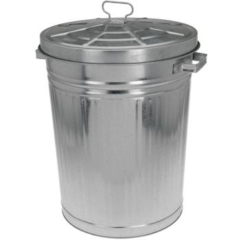 Tonne en métal robuste avec couvercle 55 litres – poubelle et tonne de jardin polyvalente avec poignées de transport – poubelle galvanisée pour déchets et stockage