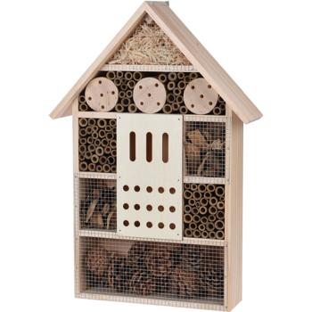 Preview: XL Insektenhotel, 51 x 35 x 10 cm, Nistkasten aus Naturhölzern und Zapfen für Bienen, Schmetterlinge, Käfer und andere Helfer im Garten, Bienenhaus