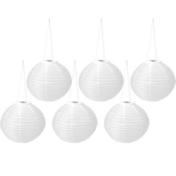 Preview: 6er-Set Grosser Solar Lampion, Ø 40 cm – Wetterfeste LED Kugel hängend für Garten & Balkon – Automatische Solarleuchte Deko für Party