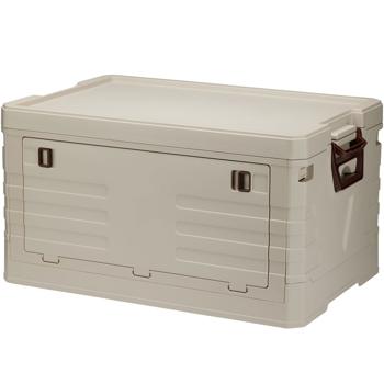 Preview: Scatola portaoggetti pieghevole 55L beige: box richiudibile robusta, organizer impilabile per vestiti, giocattoli e altro – salvaspazio e stabile