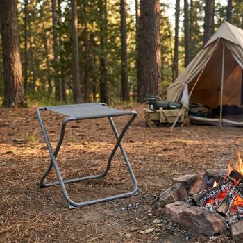 Preview: 2‑in‑1 camping stool & side table, folding, up to 110 kg load capacity, lightweight frame for picnic, garden & outdoor, removable table top
