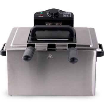 Preview: Premium double-basket deep fryer 5 L stainless steel – 2000 W for fast, crispy results – professional cool-zone fryer with 3 baskets