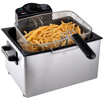 Preview: Premium double-basket deep fryer 5 L stainless steel – 2000 W for fast, crispy results – professional cool-zone fryer with 3 baskets