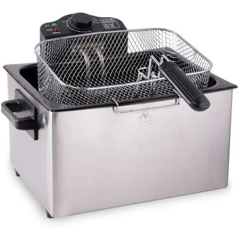 Preview: Premium double-basket deep fryer 5 L stainless steel – 2000 W for fast, crispy results – professional cool-zone fryer with 3 baskets