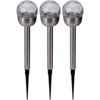 Preview: 3er-Set Glaskugel Solarleuchte, Edelstahl: 4 LED Kupferdraht, wetterfest & dekorativ - ideal für Garten & Terrasse, 34,5 cm