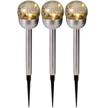 Preview: 12er-Set Glaskugel Solarleuchte, Edelstahl: 4 LED Kupferdraht, wetterfest & dekorativ - ideal für Garten & Terrasse, 34,5 cm