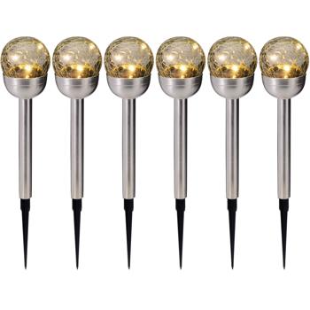 Preview: 6er-Set Glaskugel Solarleuchte, Edelstahl: 4 LED Kupferdraht, wetterfest & dekorativ - ideal für Garten & Terrasse, 34,5 cm
