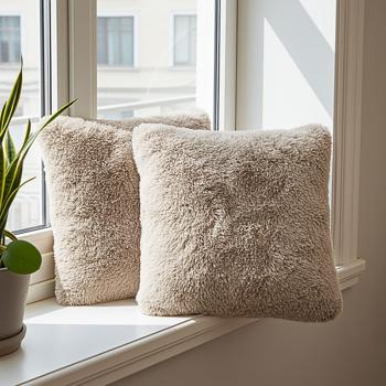 Set of 2 fluffy decorative cushions 45x45 cm - Dreamily soft fur-look cushion cover, chocolate brown, removable cover - Soft, warm & easy-care
