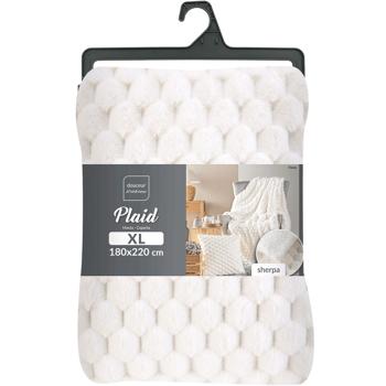 Preview: Lot de 2 couverture de canapé douillette 180 x 220 cm & coussin de canapé luxueux 45 x 45 cm en blanc - Pour des moments cosy sur le canapé