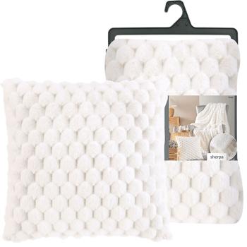 Lot de 2 couverture de canapé douillette 180 x 220 cm & coussin de canapé luxueux 45 x 45 cm en blanc - Pour des moments cosy sur le canapé