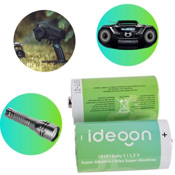 Set of 2 premium C type baby batteries - LR14 alkaline 1.5V - Long-lasting energy source for household, toys and flashlights