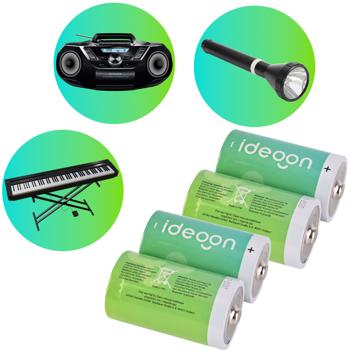 Set of 4 premium type D mono batteries - LR20 alkaline 1.5V - Long‑lasting power for household, radios, toys and flashlights
