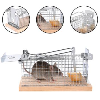 Preview: 2er-Set Maus-Käfigfalle - Wiederverwendbare Lebendfalle für innen und aussen - Effektive Mausefalle mit sicherem Schliessmechanismus