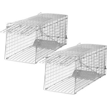 Preview: 2er-Set Profi Marder Lebendfalle - Wiederverwendbare Gitterfalle mit Trittplatte, Tragegriff und Beissschutz - für Marder und kleine Nagetiere