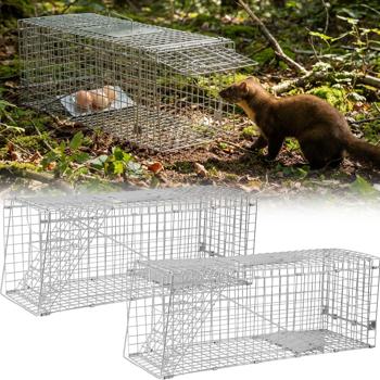2er-Set Profi Marder Lebendfalle - Wiederverwendbare Gitterfalle mit Trittplatte, Tragegriff und Beissschutz - für Marder und kleine Nagetiere