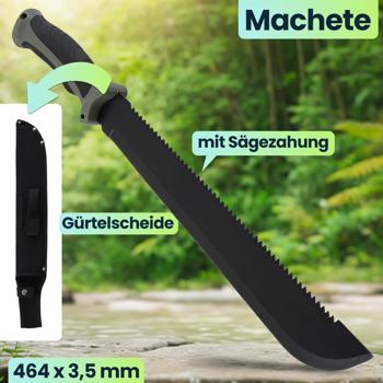 Preview: Survival Set - Beil, Messer & Machete mit 3 Gürtelscheiden, Wetzstein & Profi-Feuerstahl inklusive Flaschenöffner und Messskala für Outdoor