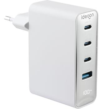 Preview: 100W GaN III USB-Ladegerät mit 4 Ports, 3x USB-C & 1x USB-A, Schnellladegerät mit LED-Display, PD, feuerfestes Gehäuse, für Laptop und Handy