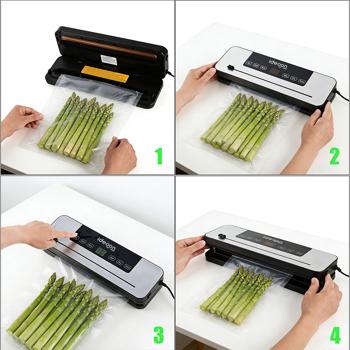 Preview: Macchina sottovuoto 120W con touchscreen e grande display – Inclusi rotolo da 3 m, potenza di aspirazione 65 kPa e utilizzo facile per una freschezza che dura a lungo