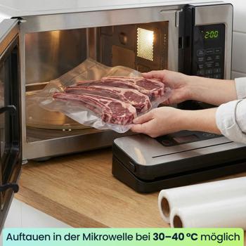 Preview: Vakuumierfolien Rollen 28x300cm Profi-Set – 2 Rollen Vakuumierschläuche für länger haltbare & frische Lebensmittel - Schutz vor Gefrierbrand