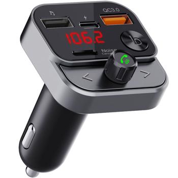 Preview: Trasmettitore FM Bluetooth 5.3 Premium per auto - Eccezionale lettore MP3 e adattatore di ricarica USB QC 3.0 - Vivavoce cristallino con Bass Boost