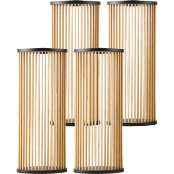 Preview: Set of 4 stylish 60 cm bamboo solar lanterns – warm white LED garden light, the perfect weather‑resistant outdoor decoration for your terrace & garden