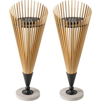 Preview: Set of 2 decorative 60cm bamboo solar lanterns: modern garden solar light with atmospheric illumination, weatherproof IP44