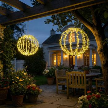 Set of 2 solar light spheres in leaf design - Ø40 cm garden sphere with 144 warm white LEDs - IP44 outdoor light incl. ground spike, S-hook and solar panel