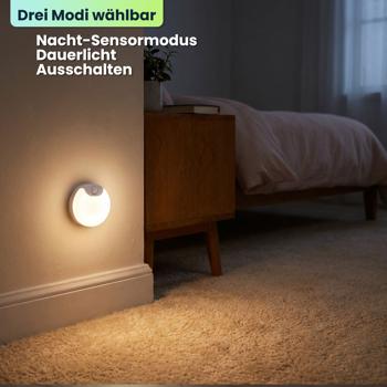 Preview: 4er-Set LED Schrankleuchte mit Bewegungssensor – Wiederaufladbares Nachtlicht, Magnetisch & Kabellos – Ideal als Treppenlicht & für Kleiderschrank
