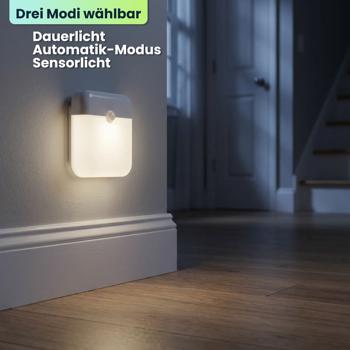 Preview: 4er-Set LED Nachtlicht, Bewegungssensor: Akku Schrankleuchte, USB aufladbar, selbstklebend & magnetisch – Ideal als Treppenlicht & für Kleiderschrank