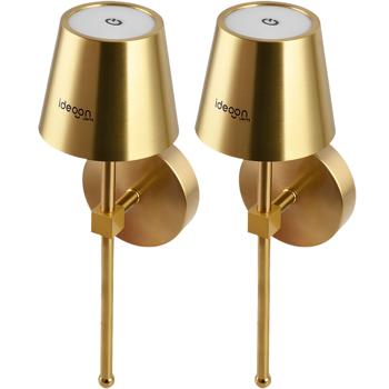 Preview: Set of 2 elegant wireless LED wall lights with remote control: dimmable gold battery wall lamp, USB rechargeable with timer & touch sensor